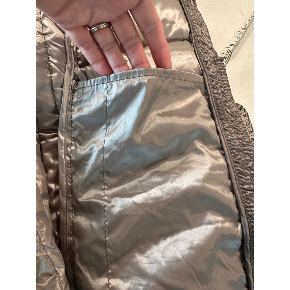 Andrew Marc Womens XL Metallic Gray Packable Lightweight Puffer Down Hood Jacket - Picture 5 of 11